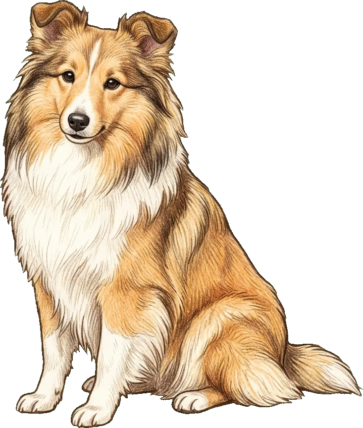 Coloured-pencil illustration of the Shetland Sheepdog