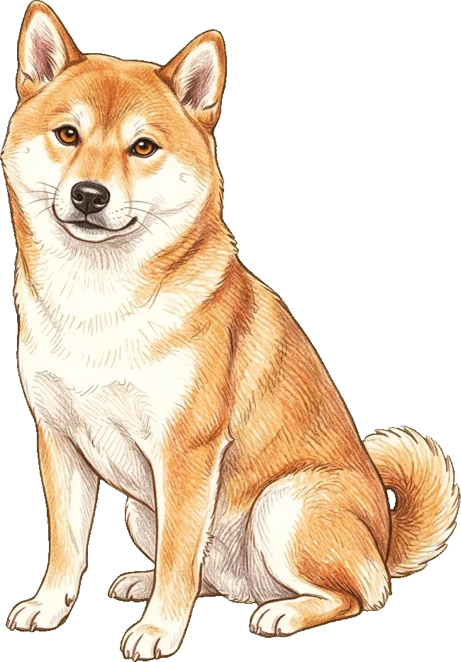 Coloured-pencil illustration of the Shiba Inu
