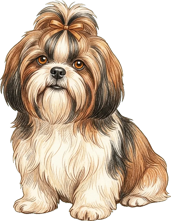 Coloured-pencil illustration of the Shih Tzu
