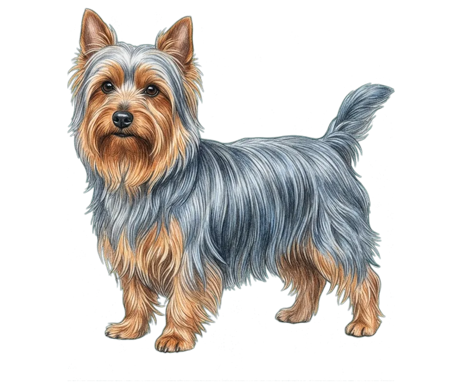 Coloured-pencil illustration of the Silky Terrier