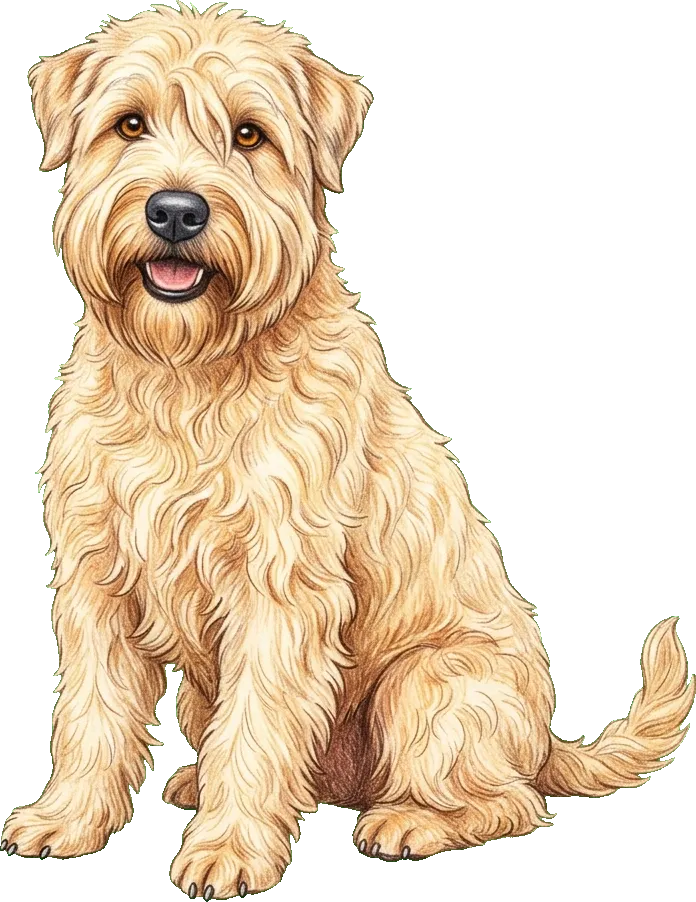 Coloured-pencil illustration of the Soft Coated Wheaten Terrier