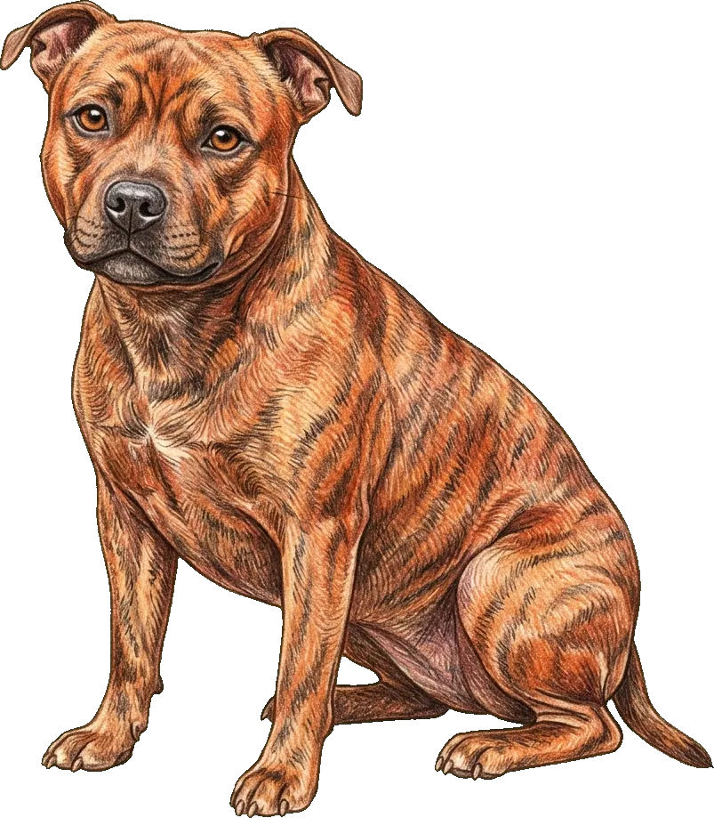 Coloured-pencil illustration of the Staffordshire Bull Terrier