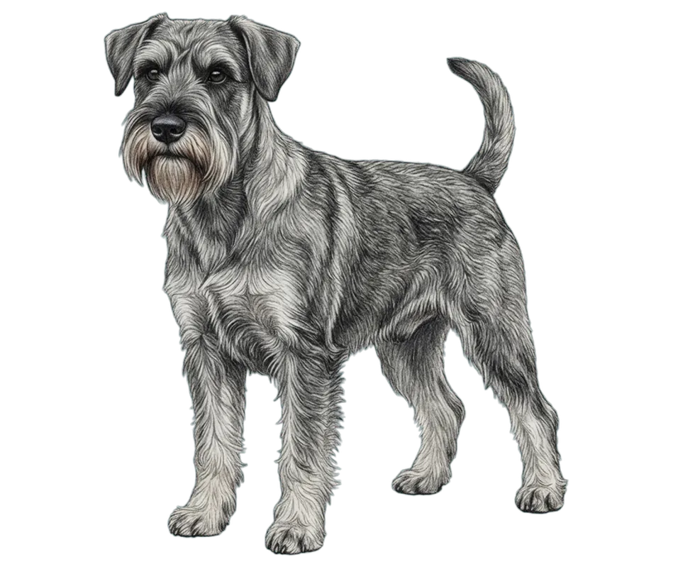 Coloured-pencil illustration of the Standard Schnauzer