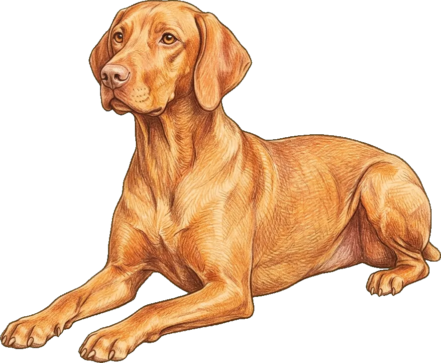 Coloured-pencil illustration of the Vizsla