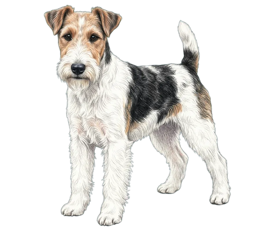 Coloured-pencil illustration of the Wire Fox Terrier