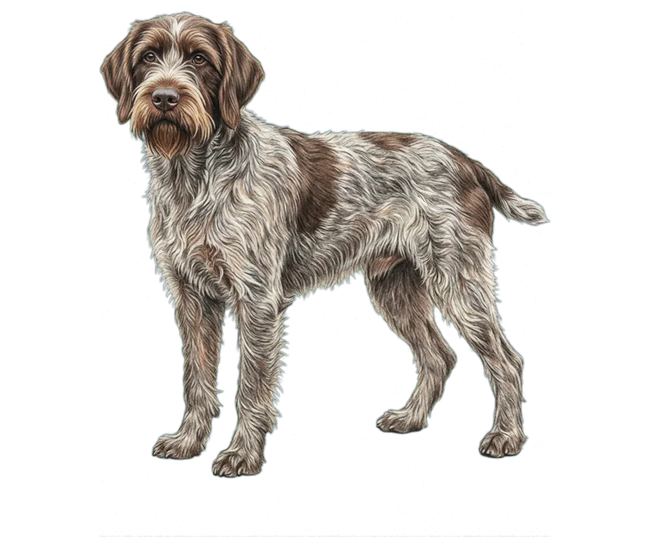 Coloured-pencil illustration of the Wirehaired Pointing Griffon