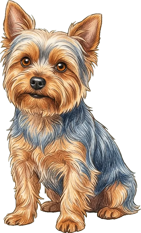 Coloured-pencil illustration of the Yorkshire Terrier